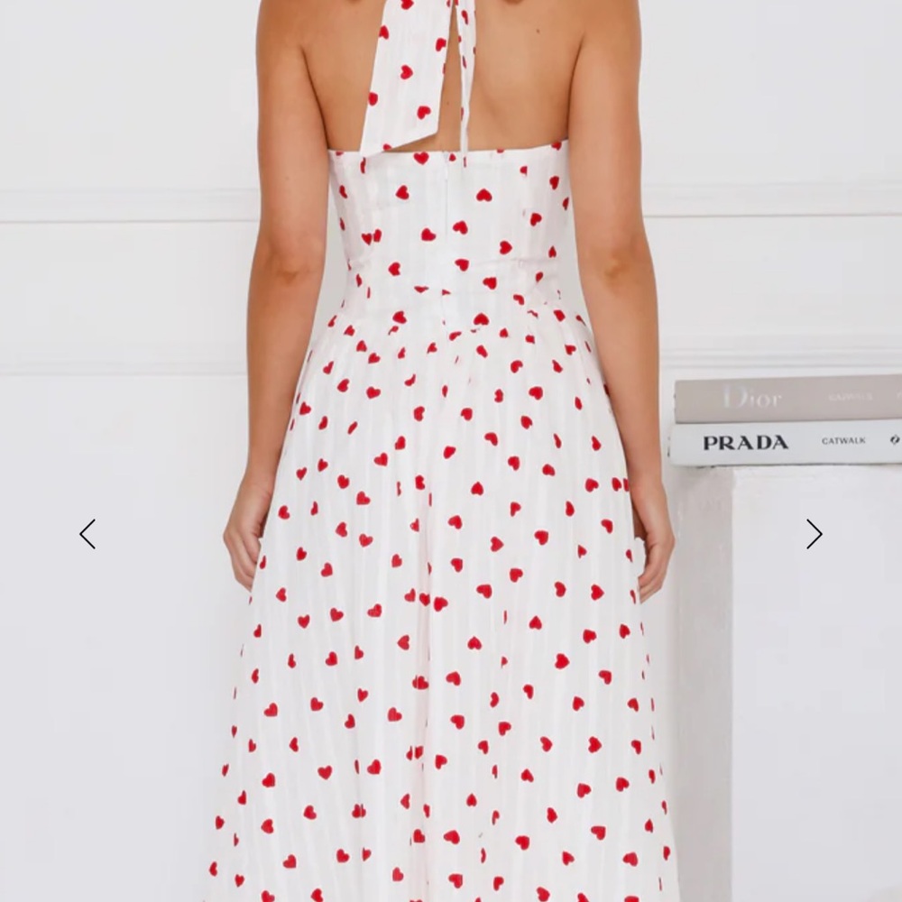 Hello Molly White And Red Heart Halter Dress - image 2